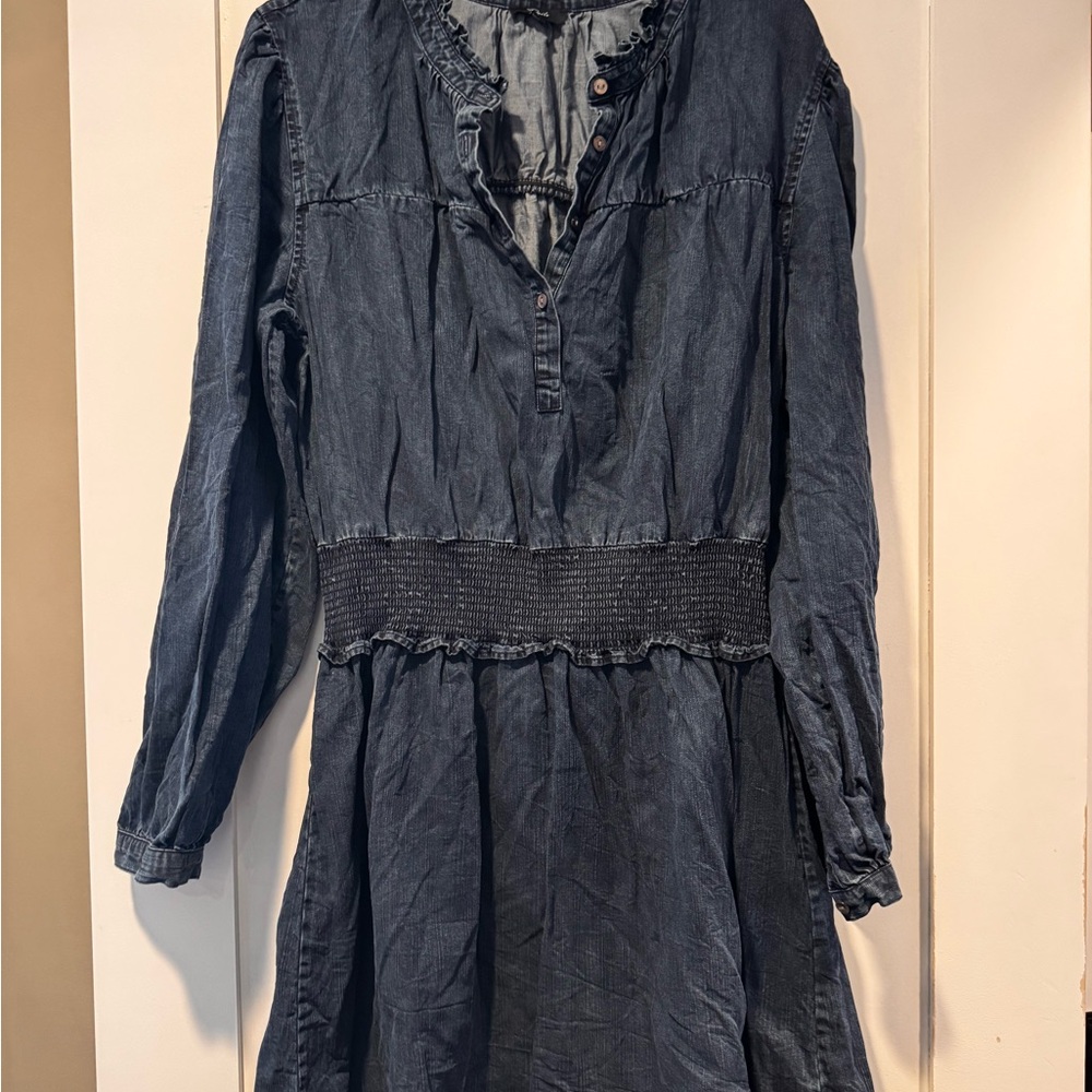 Rails NWOT Shawna Dark Vintage Smocked Waist Long Sleeve Denim Dress Size XL - Picture 5 of 9